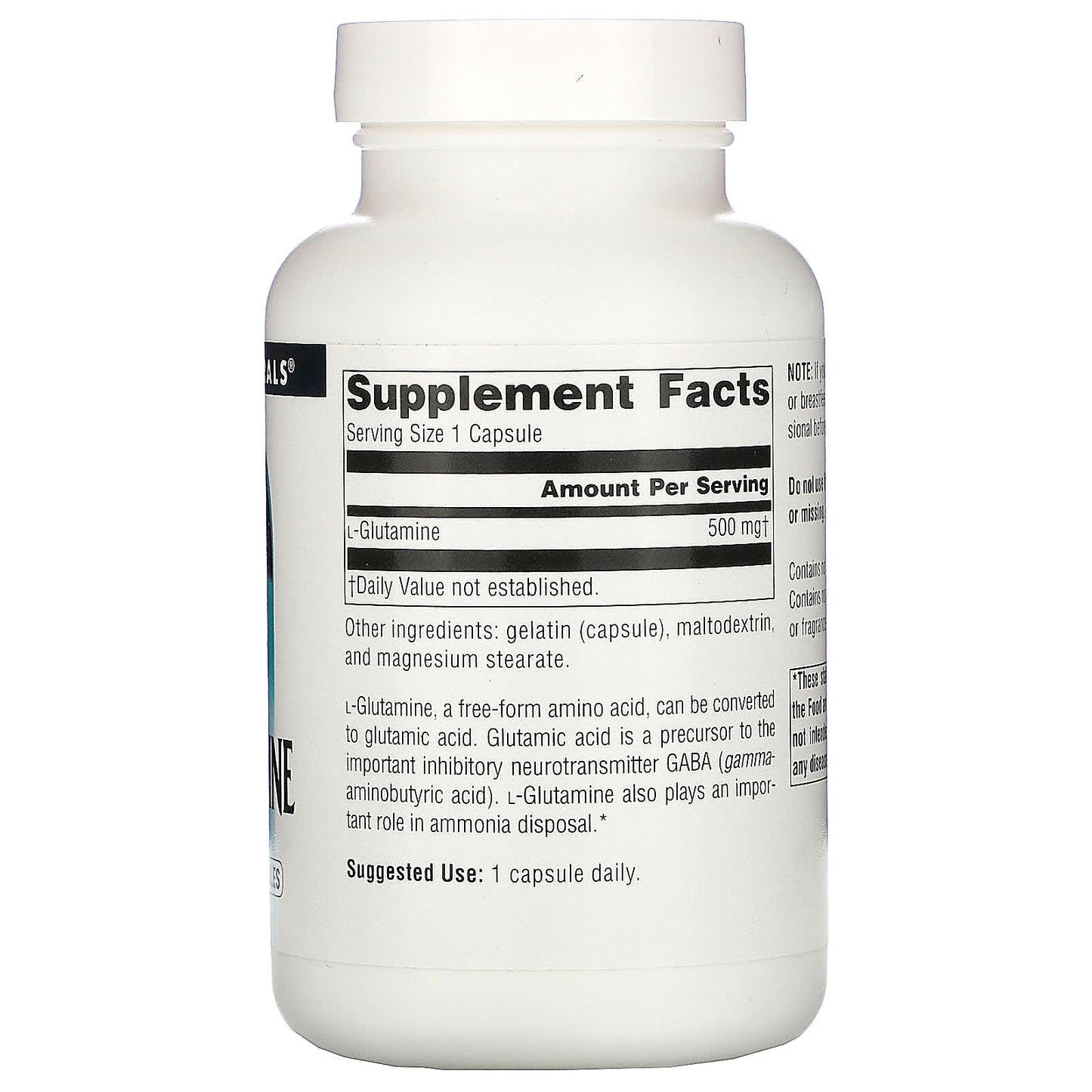 Source Naturals, L-Glutamine 500 mg, 100 Capsules UPC 021078016441 | Hilife Vitamins