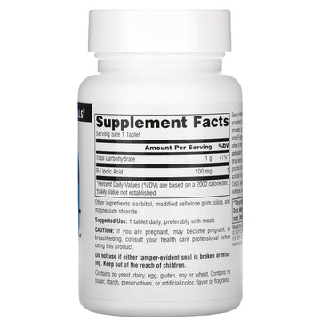 Source Naturals, R-Lipoic Acid 100 mg, 60 Tablets UPC 021078016649 | Hilife Vitamins