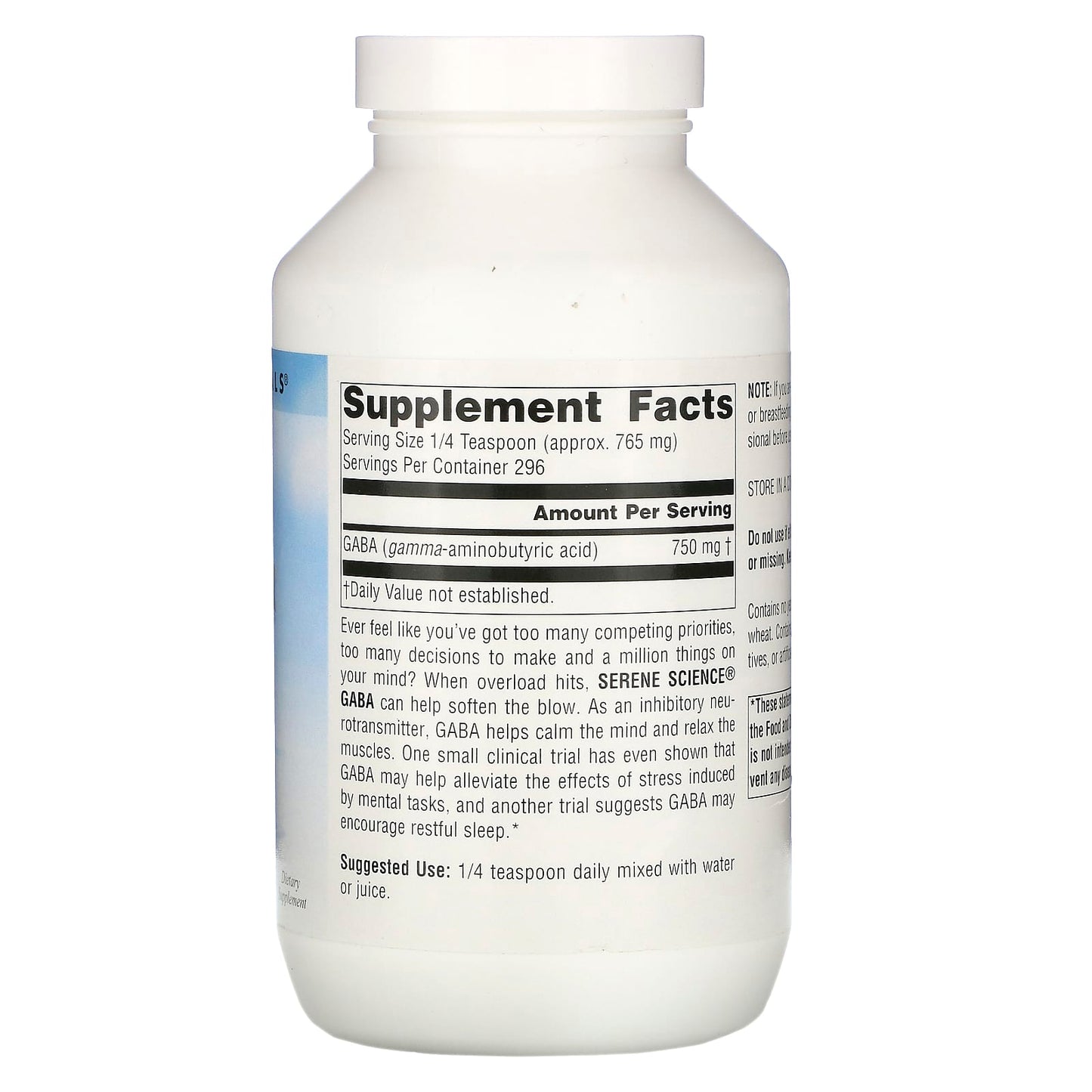 Source Naturals, Serene Science® GABA 750 mg, 8 Oz oz UPC 021078016724 | Hilife Vitamins