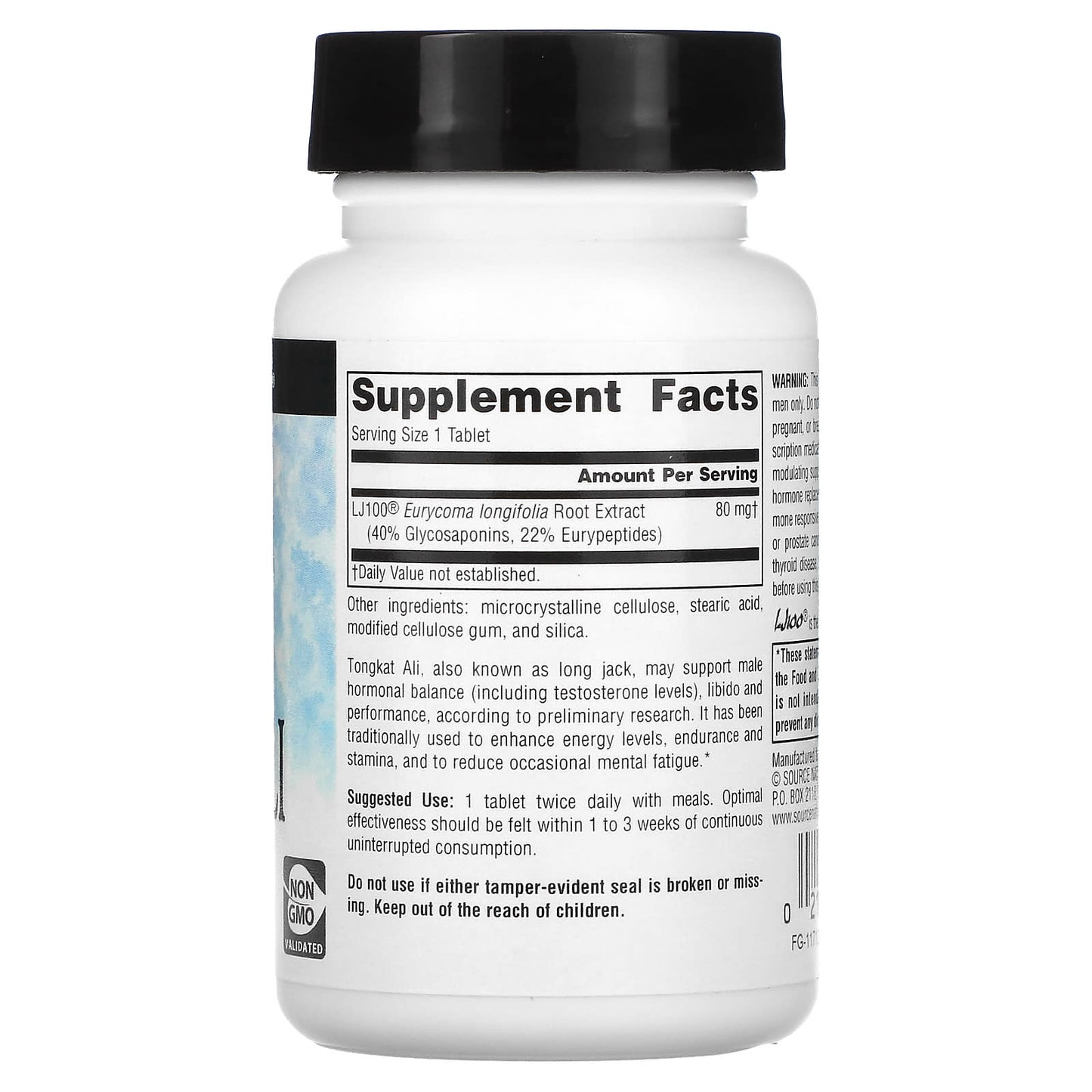 Source Naturals, Tongkat Ali, 60 Tablets UPC 021078016748 | Hilife Vitamins