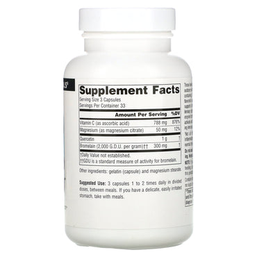 Source Naturals, Activated Quercetin™, 100 Capsules UPC 021078016908 | Hilife Vitamins