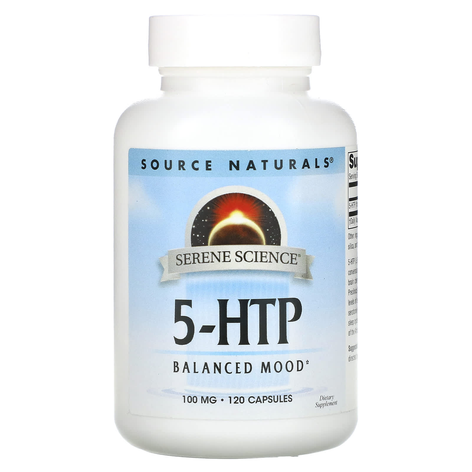 Source Naturals, Serene Science 5-Htp 100 mg, 120 Capsules UPC 021078016960 | Hilife Vitamins
