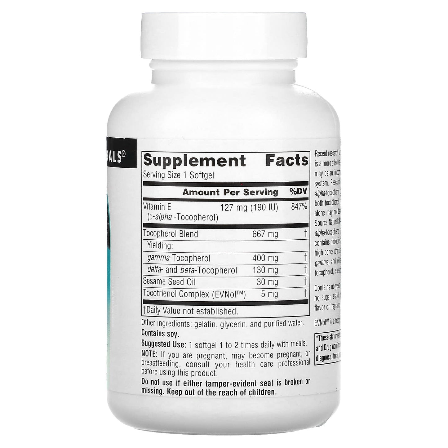 Source Naturals, Gamma E 400 Complex 400 mg, 60 Softgels UPC 021078016984 | Hilife Vitamins