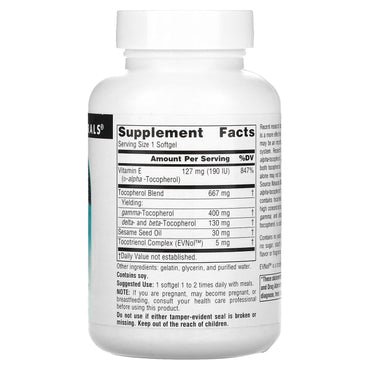 Source Naturals, Gamma E 400 Complex 400 mg, 60 Softgels UPC 021078016984 | HiLife Vitamins