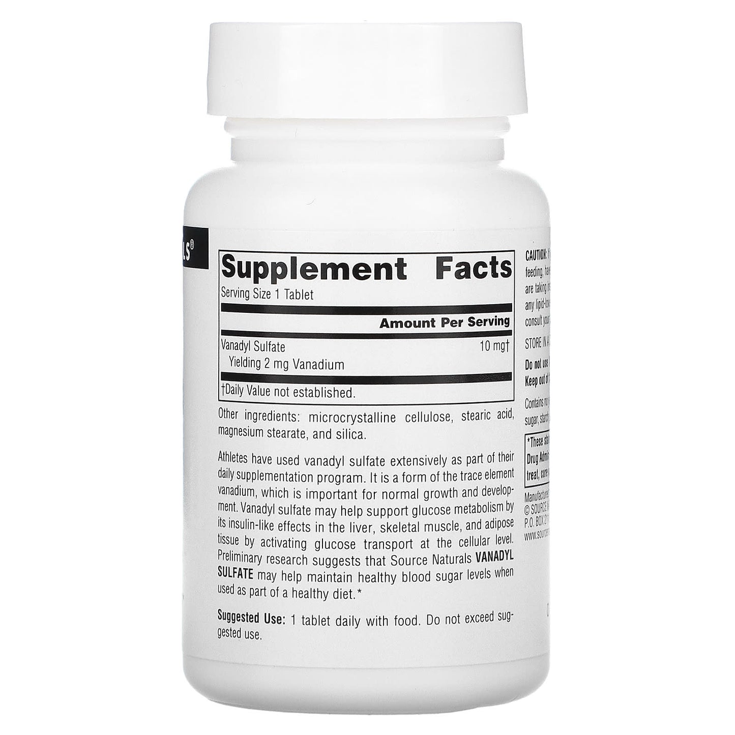 Source Naturals, Vanadyl Sulfate 10 mg, 100 Tablets UPC 021078017479 | Hilife Vitamins