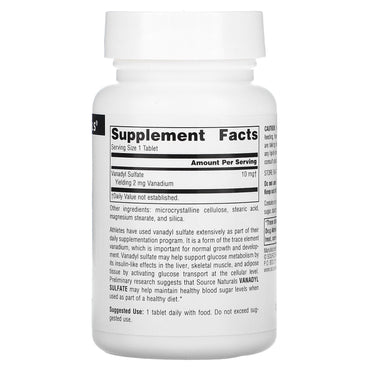 Source Naturals, Vanadyl Sulfate 10 mg, 100 Tablets UPC 021078017479 | Hilife Vitamins