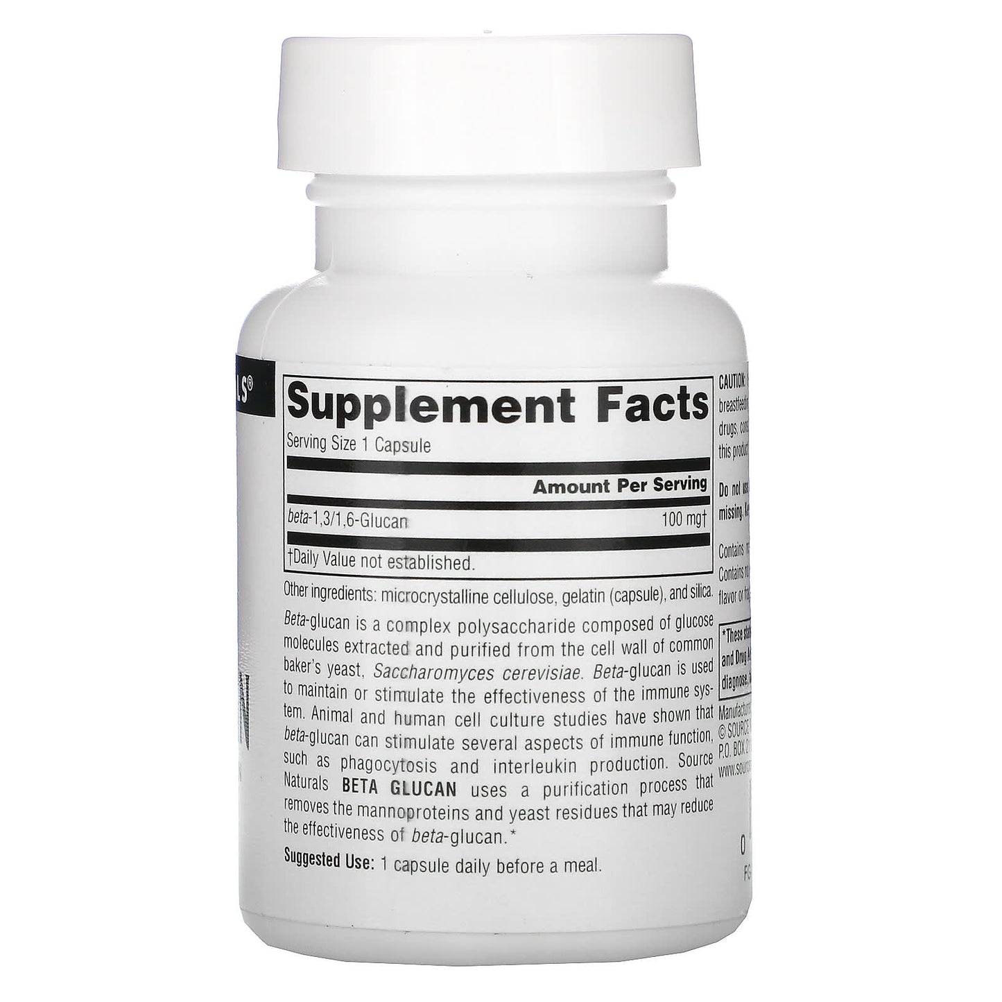 Source Naturals, Beta-Glucan 100 mg, 30 Capsules UPC 021078017585 | Hilife Vitamins