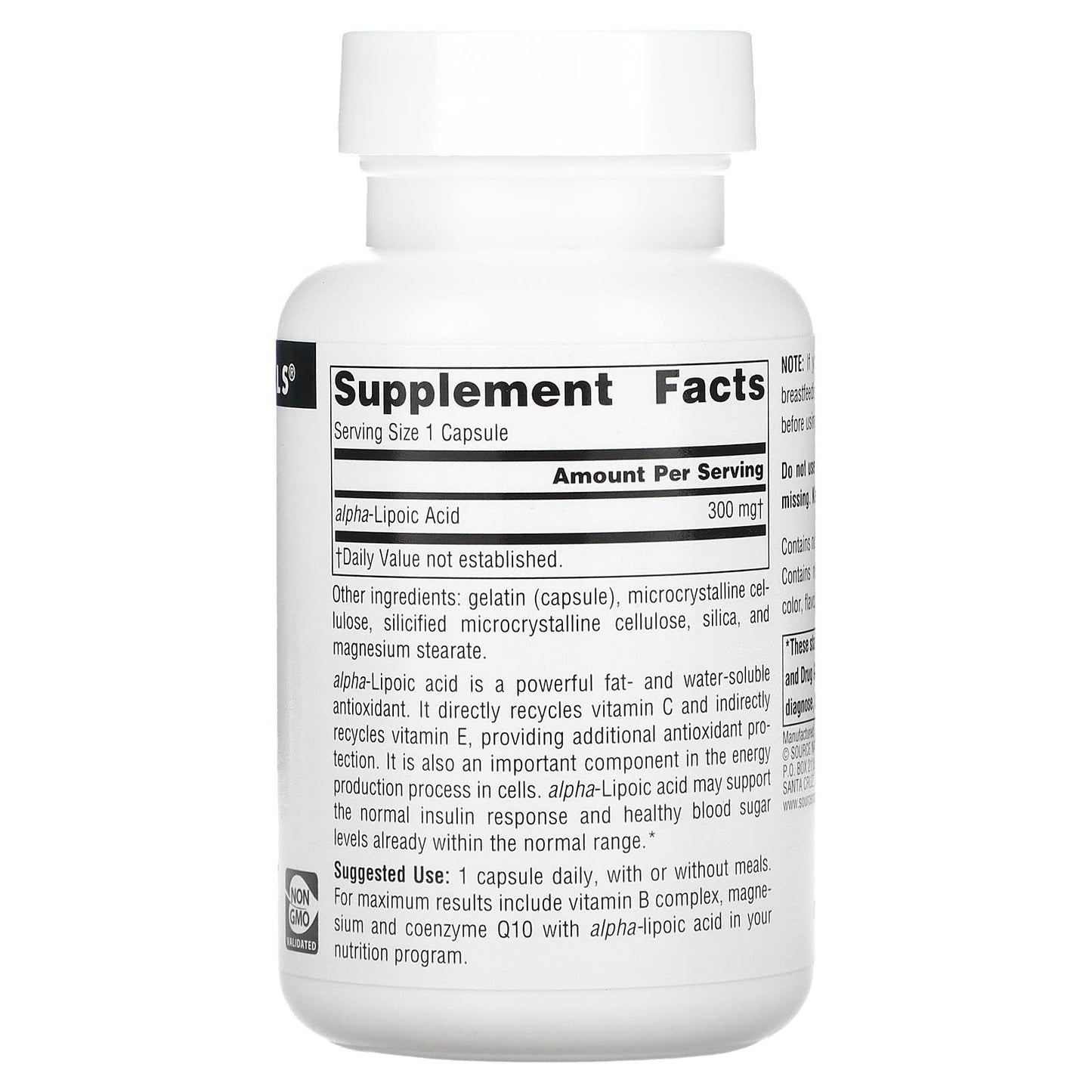 Source Naturals, Alpha Lipoic Acid 300 mg, 60 Capsules UPC 021078017646 | Hilife Vitamins