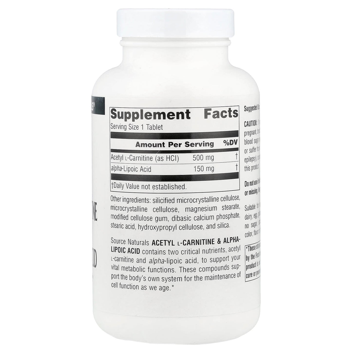 Source Naturals, Acetyl L-Carnitine & Alpha-Lipoic Acid, 120 Tablets UPC 021078018001 | Hilife Vitamins