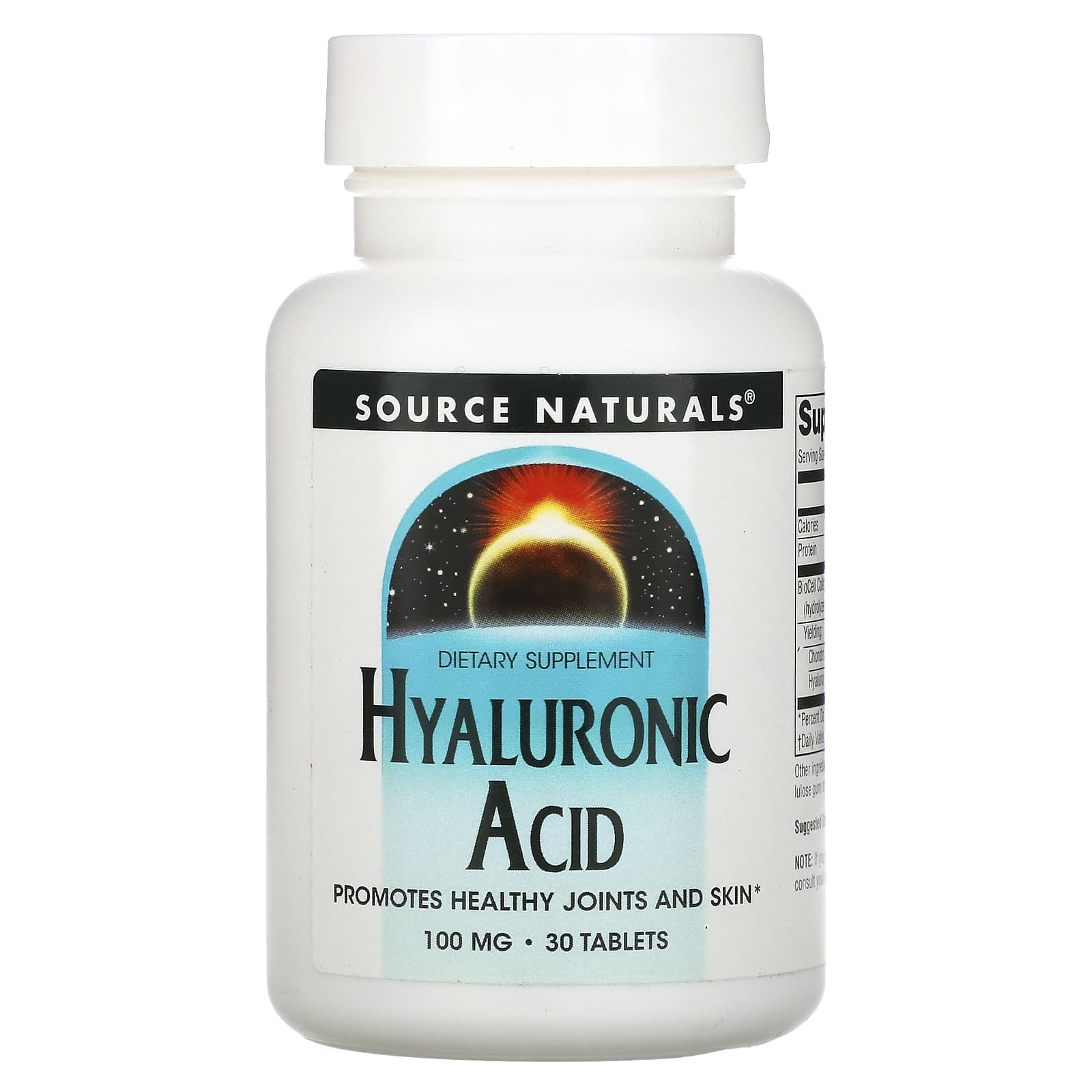 Source Naturals, Hyaluronic Acid 100 mg, 30 Tablets UPC 021078018131 | Hilife Vitamins