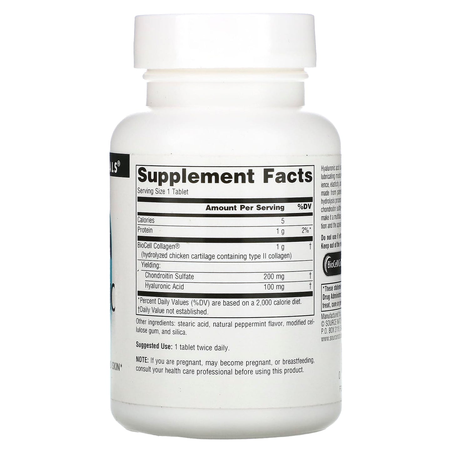 Source Naturals, Hyaluronic Acid 100 mg, 30 Tablets UPC 021078018131 | Hilife Vitamins