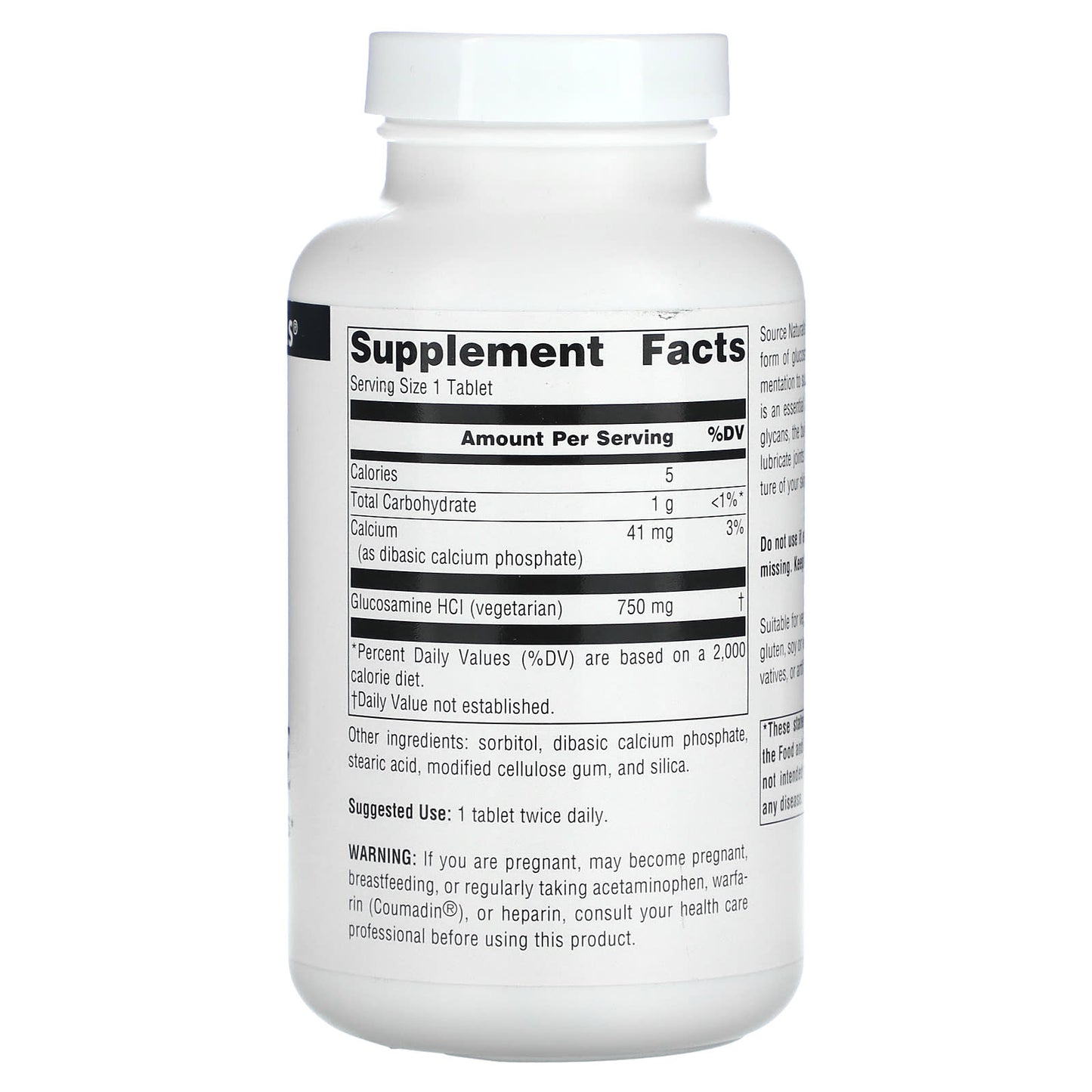 Source Naturals, Vegetarian Glucosamine 750 mg, 120 Tablets UPC 021078018254 | Hilife Vitamins