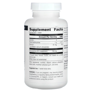 Source Naturals, Vegetarian Glucosamine 750 mg, 120 Tablets UPC 021078018254 | Hilife Vitamins