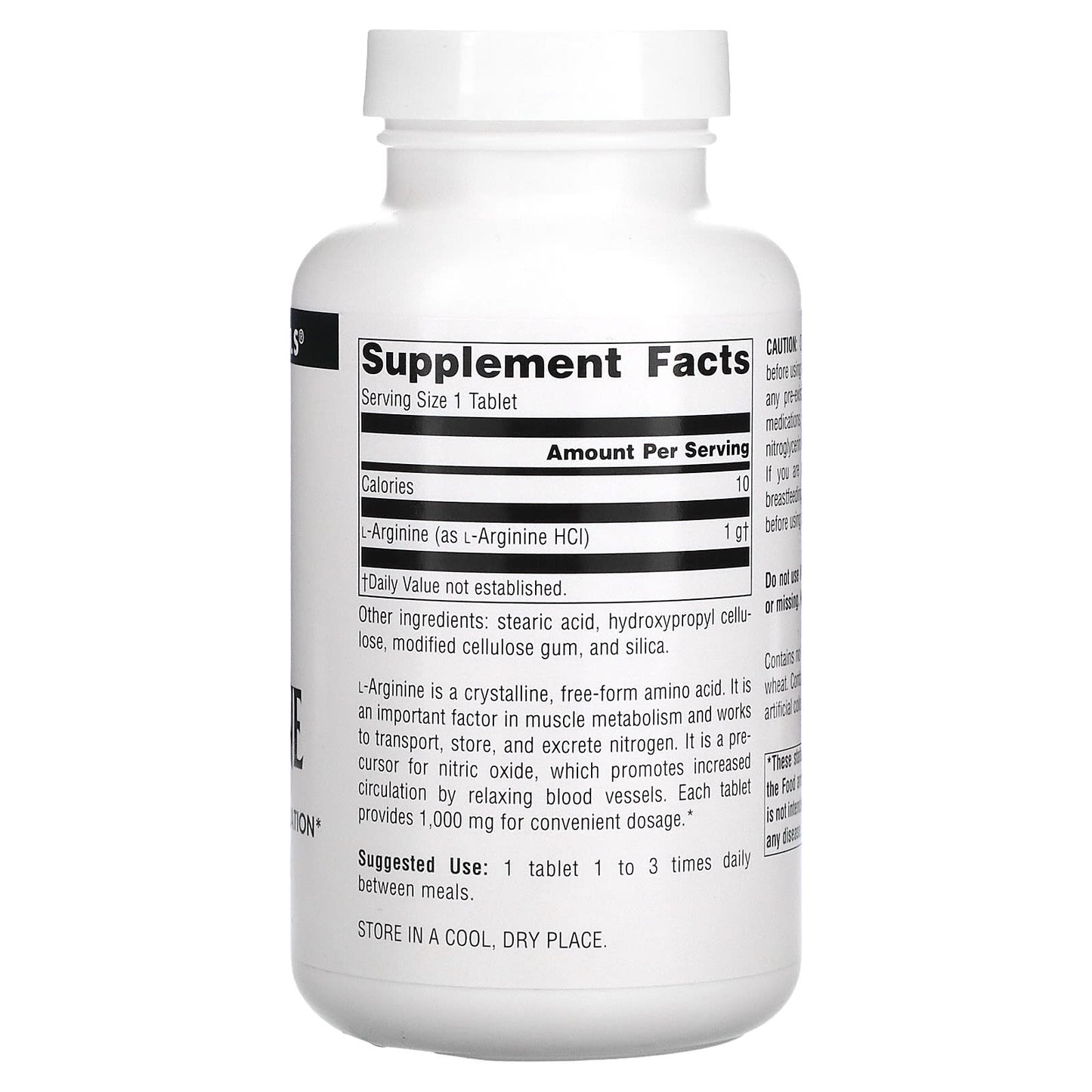Source Naturals, L-Arginine 1000 mg, 100 Tablets UPC 021078018421 | Hilife Vitamins