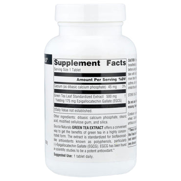 Source Naturals, Green Tea Extract, 500 mg, 120 Tablets UPC 021078018469 | Hilife Vitamins