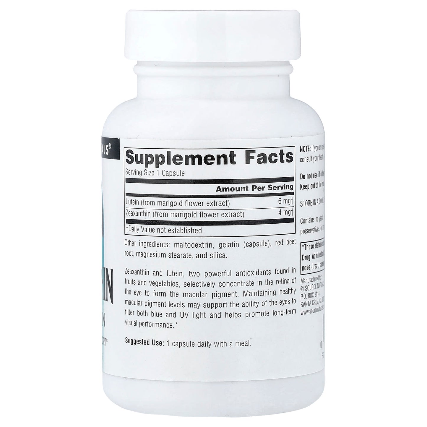 Source Naturals, Zeaxanthin With Lutein, 60 Capsules UPC 021078018827 | Hilife Vitamins