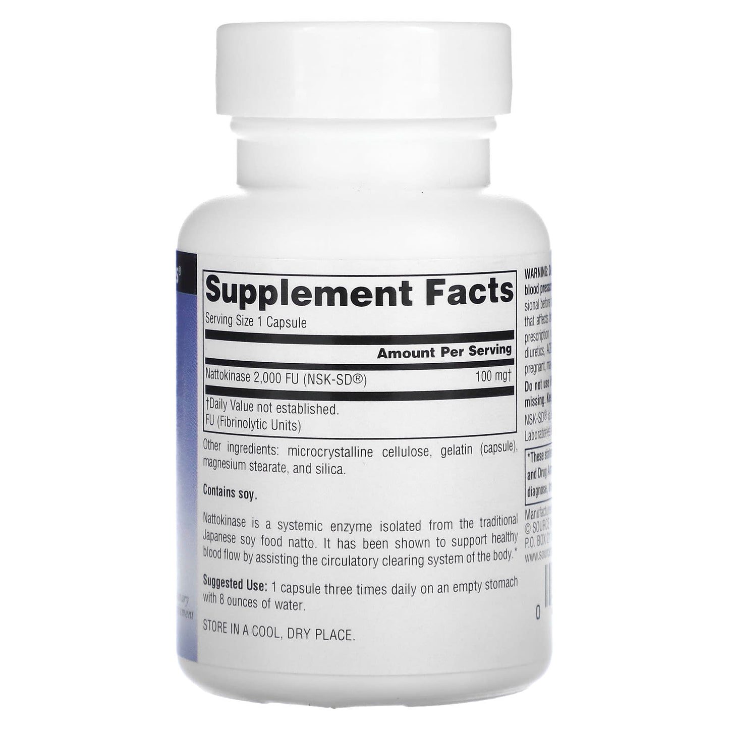 Source Naturals, Nattokinase (NSK-SD™) 100 mg, 30 Capsules UPC 021078018841 | Hilife Vitamins