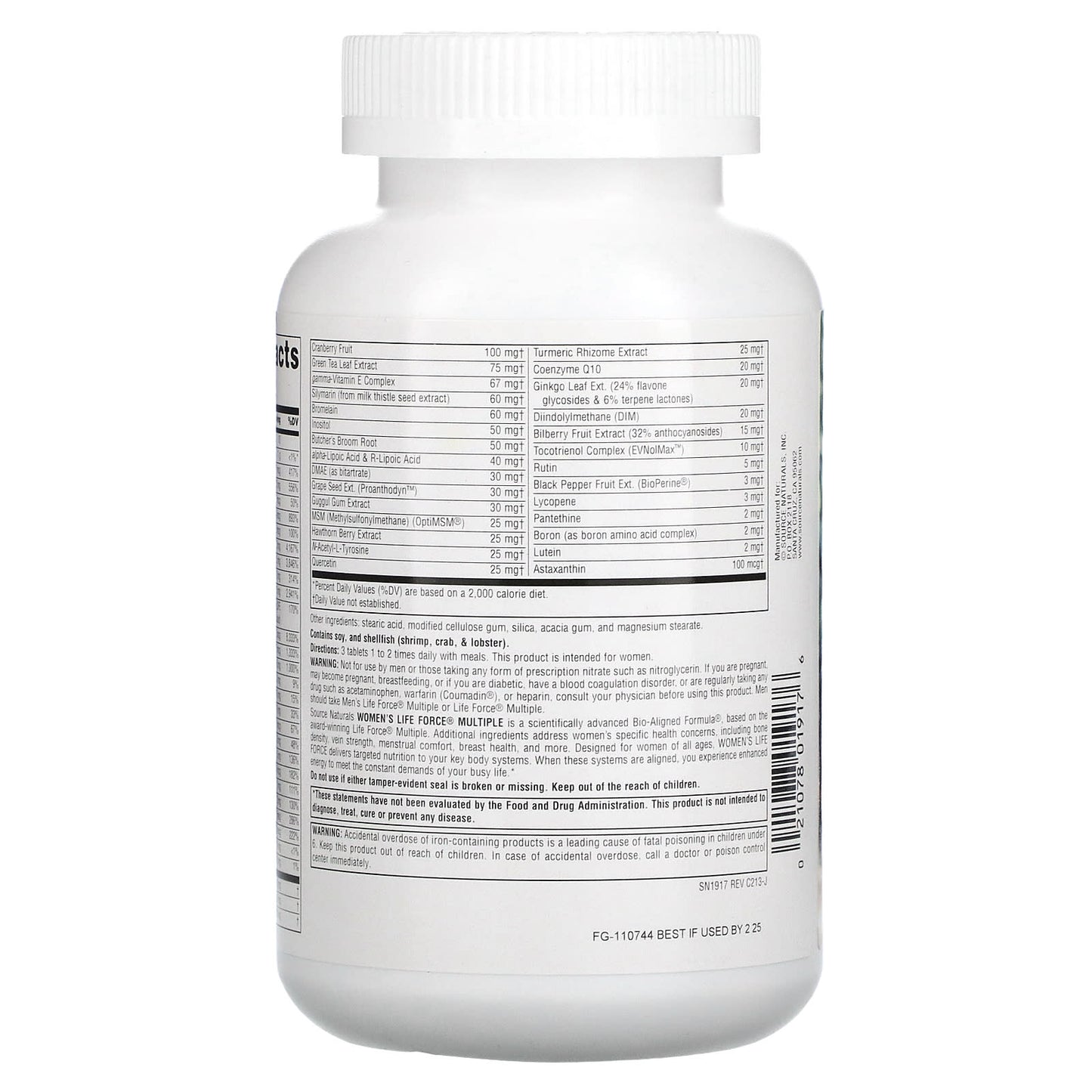 Source Naturals, Women's Life Force Multiple, 180 Tablets UPC 021078019176 | Hilife Vitamins
