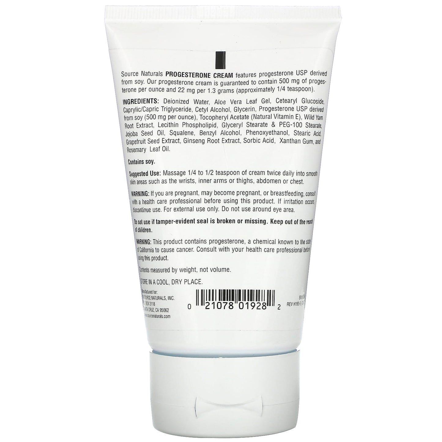 Source Naturals, Eternal Woman Progesterone Cream Tube, 4 Oz UPC 021078019282 | Hilife Vitamins