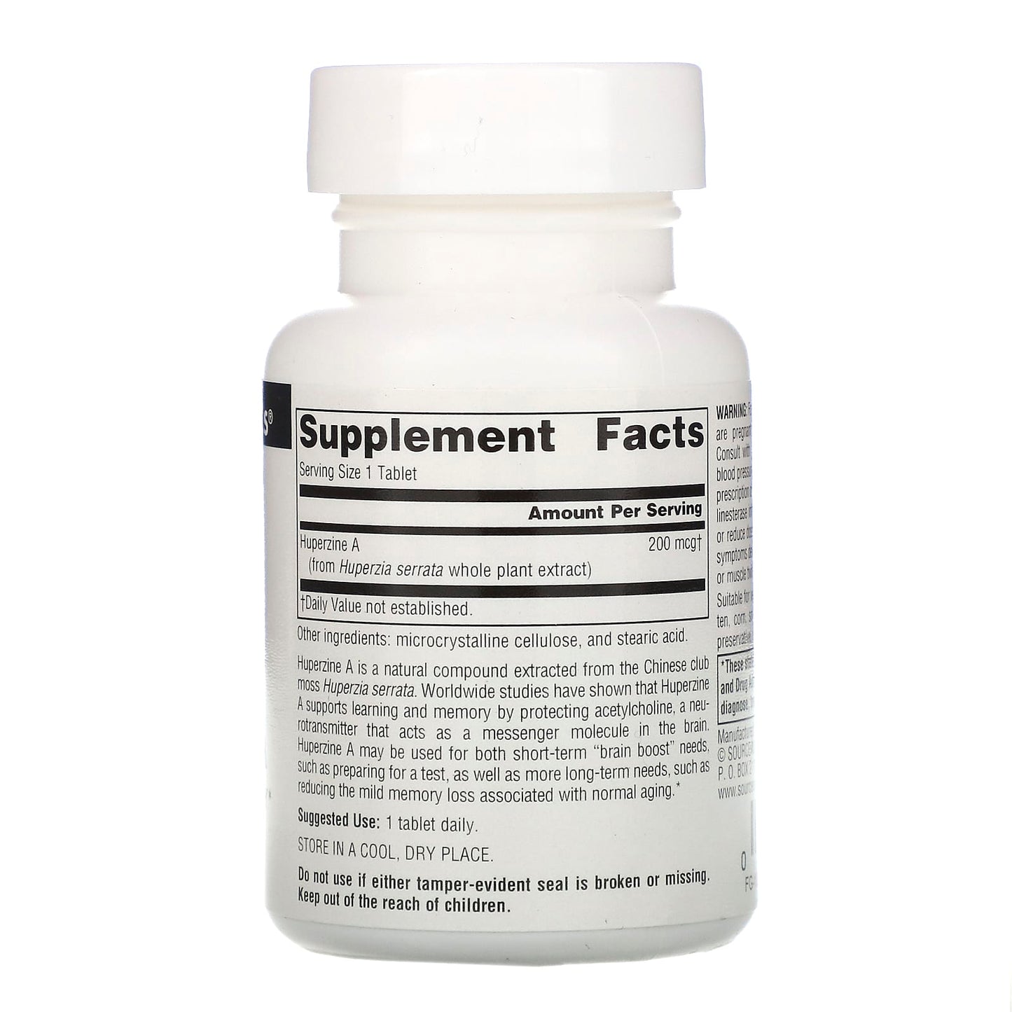 Source Naturals, Huperzine A 200 Mcg, 120 Tablets UPC 021078019312 | Hilife Vitamins