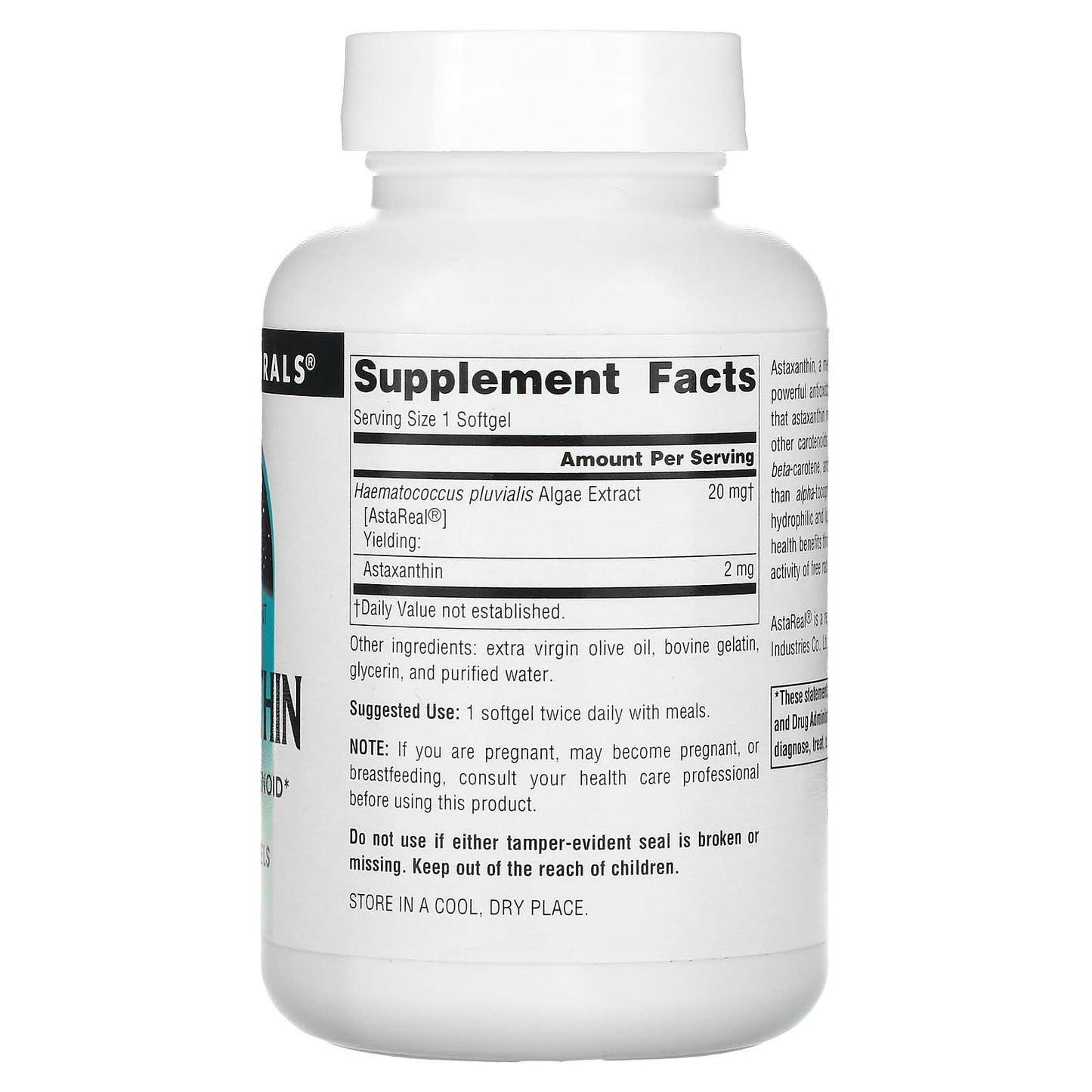 Source Naturals, Astaxanthin 2 mg, 120 Softgels UPC 021078019565 | Hilife Vitamins