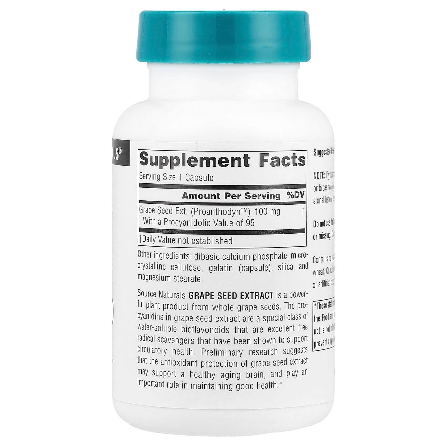 Source Naturals, Grape Seed Extract, Proanthodyn 100 mg, 120 Capsules UPC 021078019664 | Hilife Vitamins