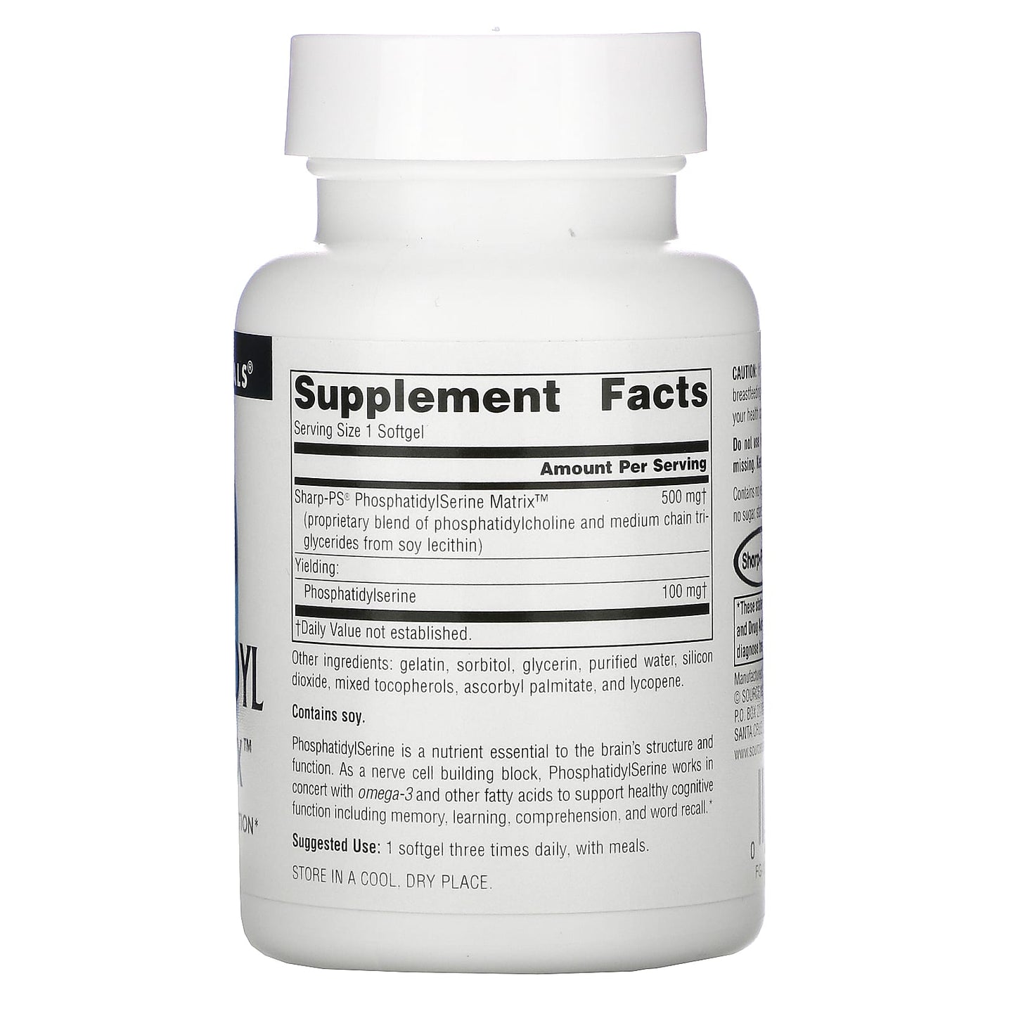 Source Naturals, Phosphatidyl Serine Matrix™ 500 mg, 60 Softgels UPC 021078019688 | Hilife Vitamins