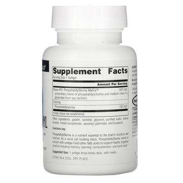 Source Naturals, Phosphatidyl Serine Matrix™ 500 mg, 60 Softgels UPC 021078019688 | Hilife Vitamins