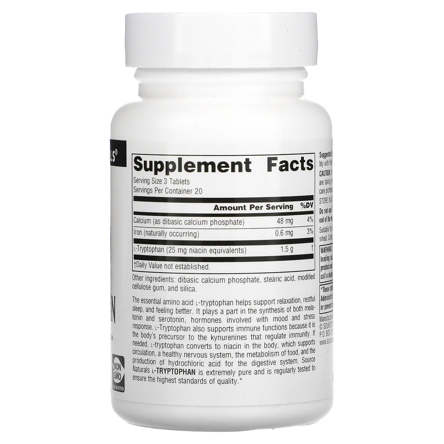 Source Naturals, L-Tryptophan 500 mg, 60 Tablets UPC 021078019794 | Hilife Vitamins