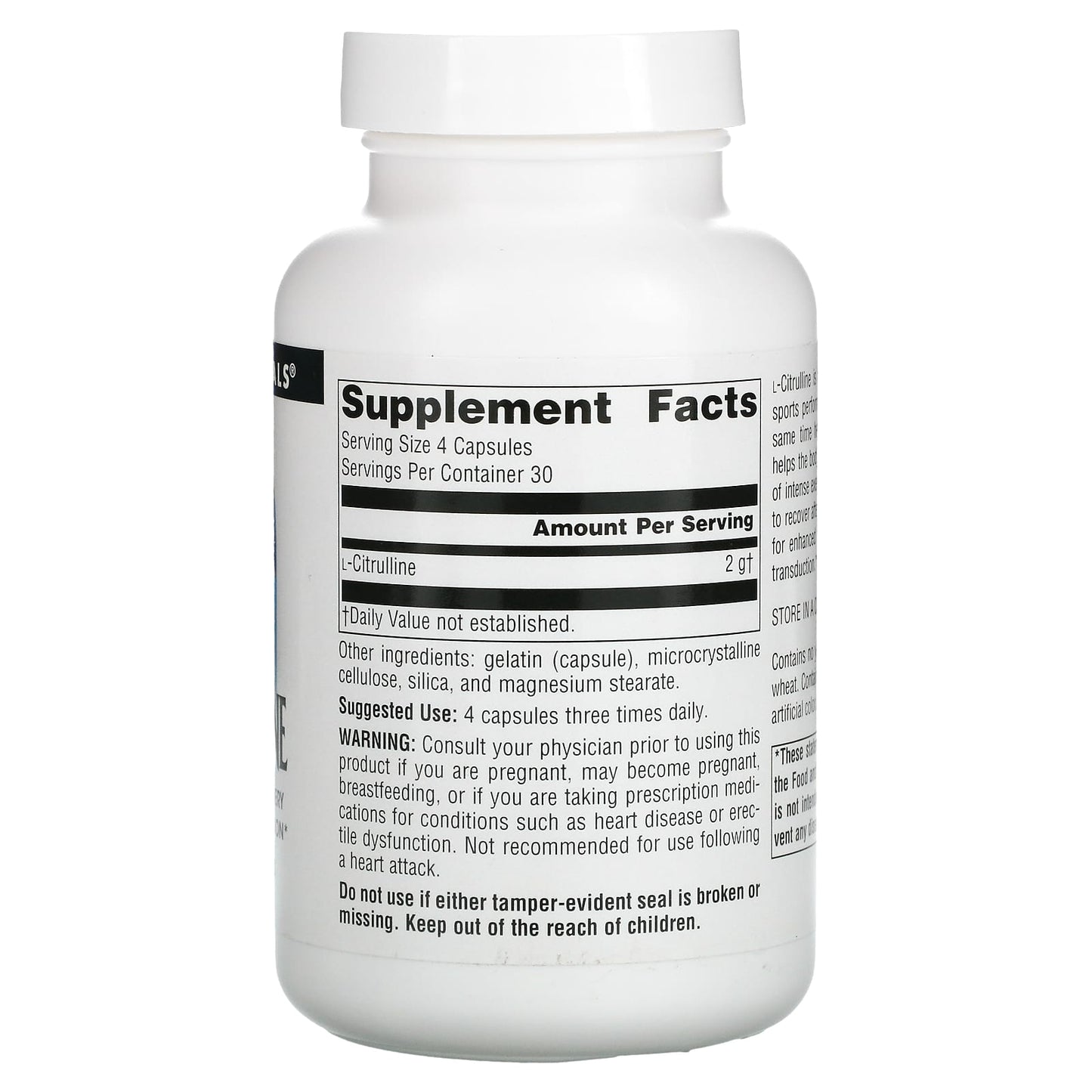 Source Naturals, L-Citrulline 500 mg, 120 Capsules UPC 021078020059 | Hilife Vitamins
