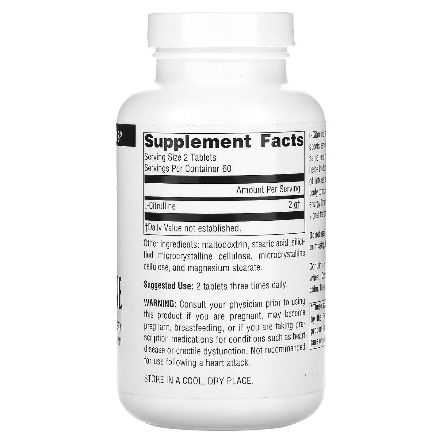 Source Naturals, L-Citrulline 1000 mg, 120 Tablets UPC 021078020240 | Hilife Vitamins