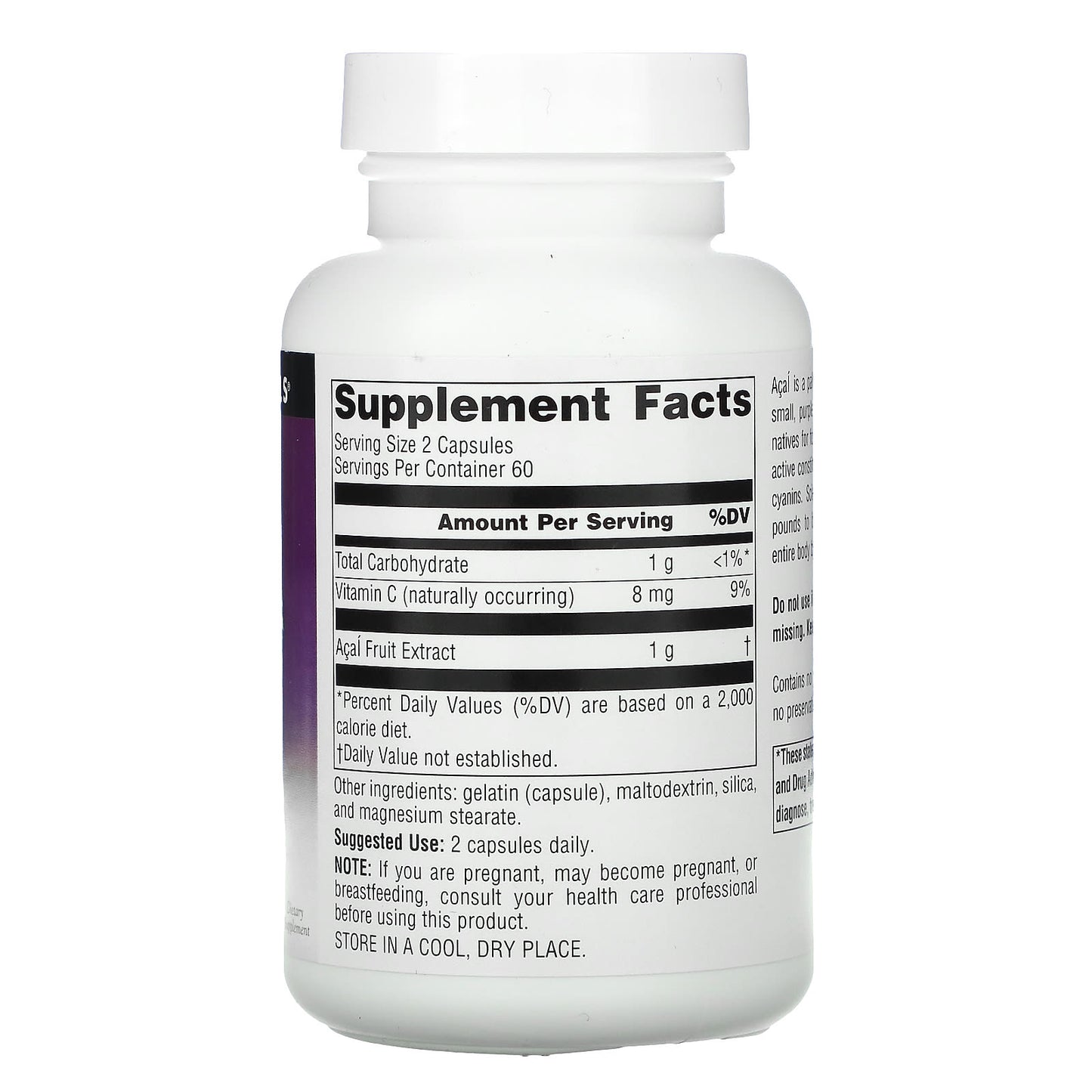 Source Naturals, Acai Extract 500 mg, 120 Capsules UPC 021078020264 | Hilife Vitamins