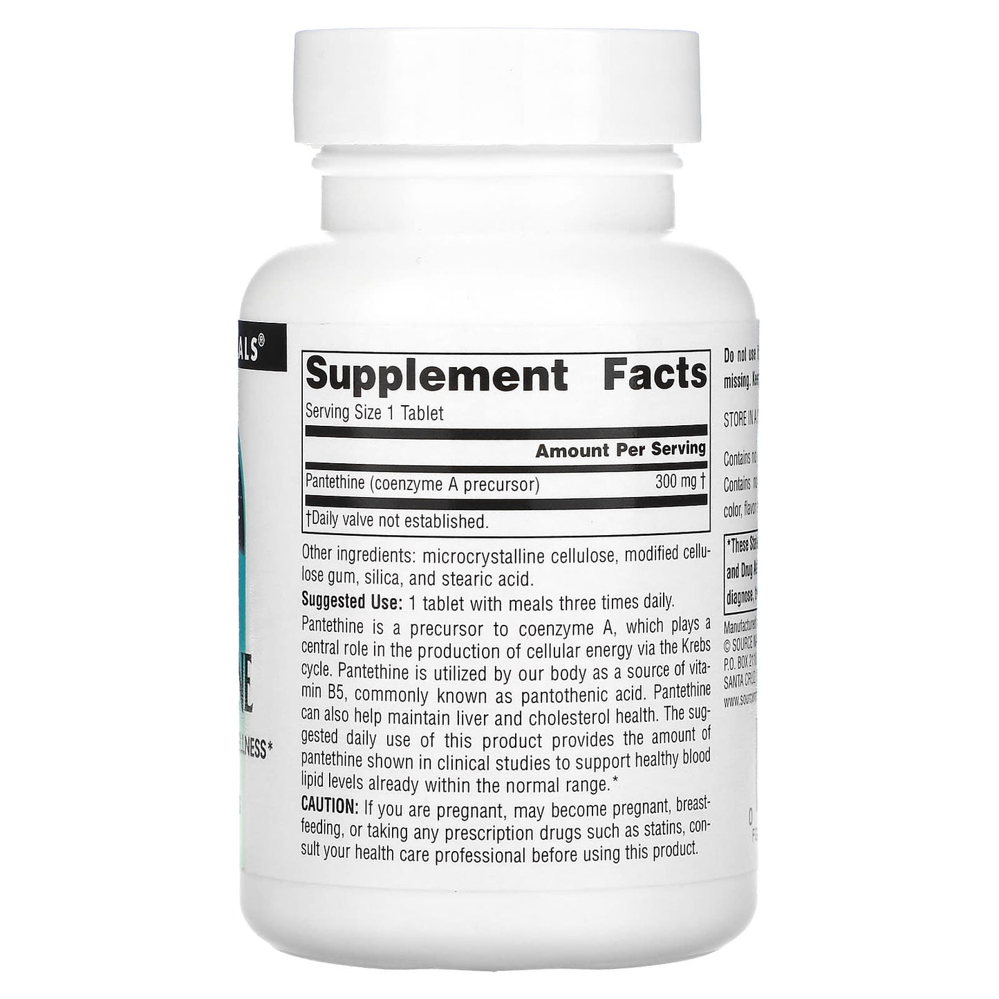 Source Naturals, Pantethine 300 mg, 90 Tablets UPC 021078020660 | Hilife Vitamins