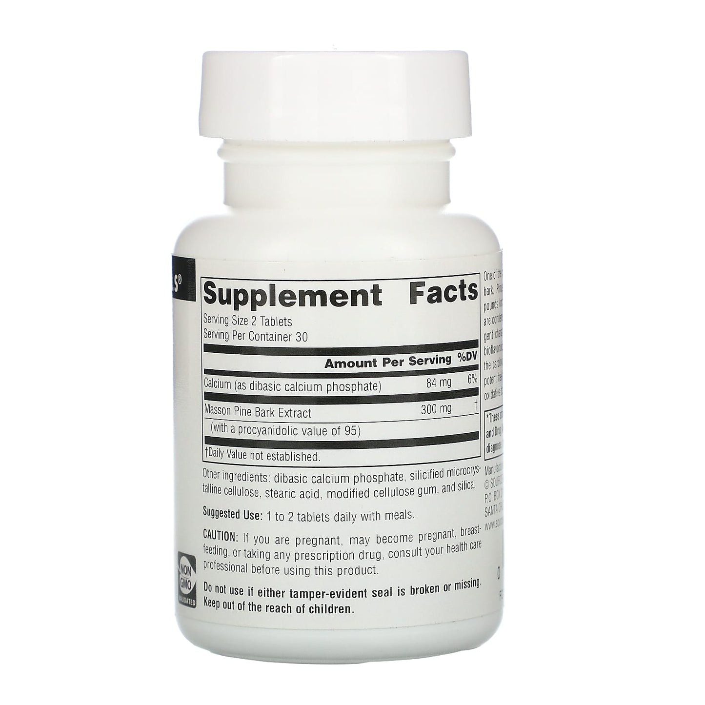 Source Naturals, Pine Bark Extract 150 mg, 60 Tablets UPC 021078020837 | Hilife Vitamins