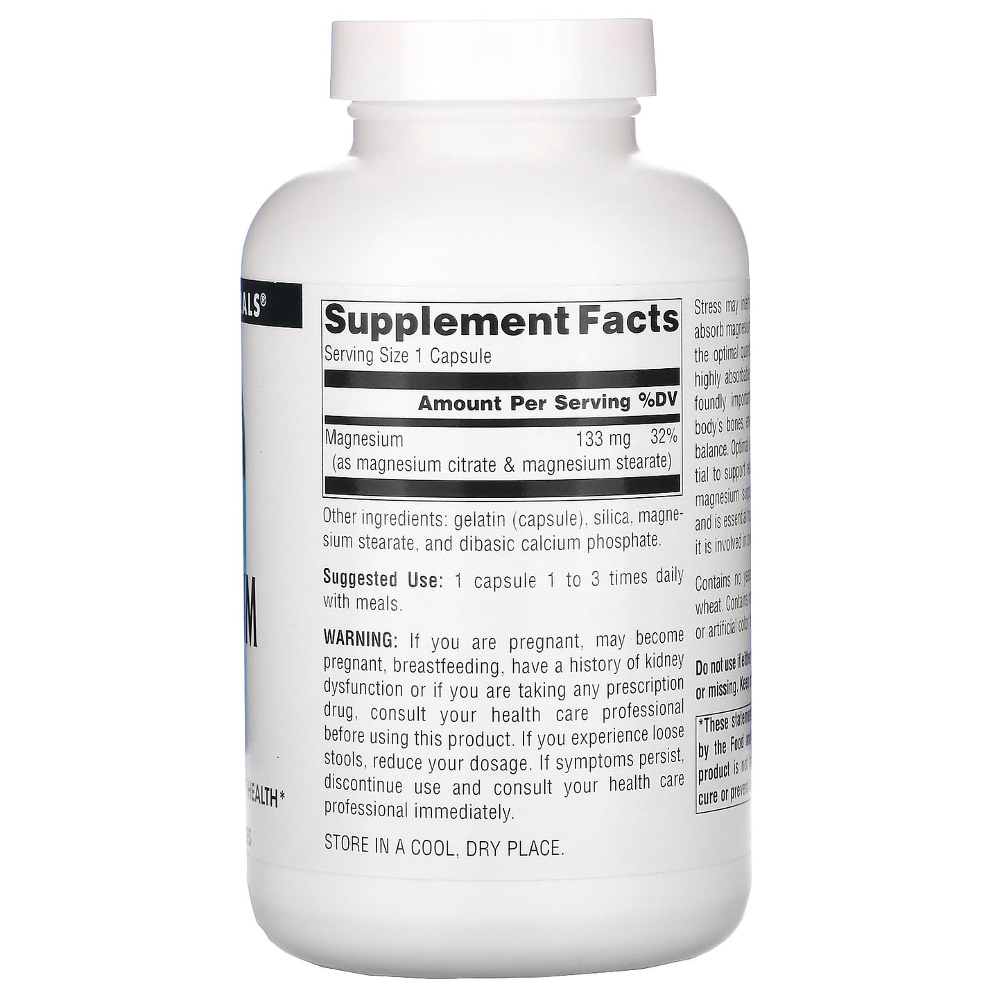 Source Naturals, Magnesium Citrate 133 mg, 180 Capsules UPC 021078021001 | Hilife Vitamins