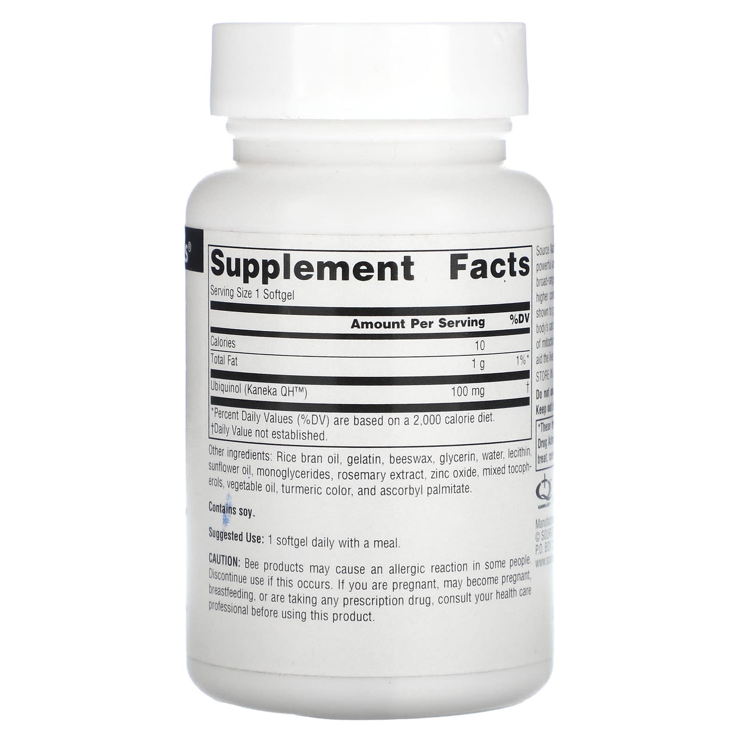 Source Naturals, Ubiquinol CoQH 100 mg, 30 Softgels UPC 021078021155 | Hilife Vitamins