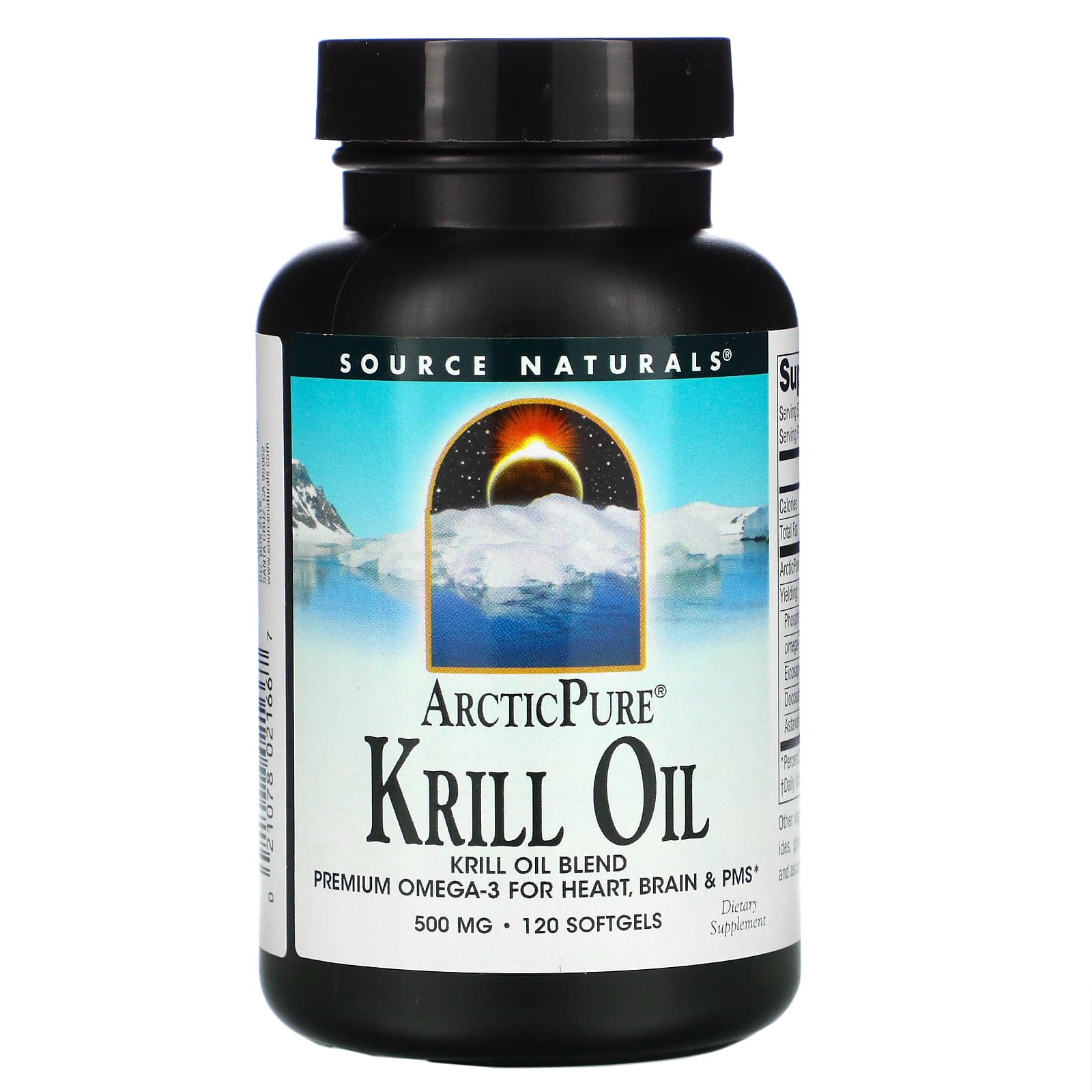 Source Naturals, Arctic Pure Krill Oil 500 mg, 120 Softgels UPC 021078021667 | Hilife Vitamins