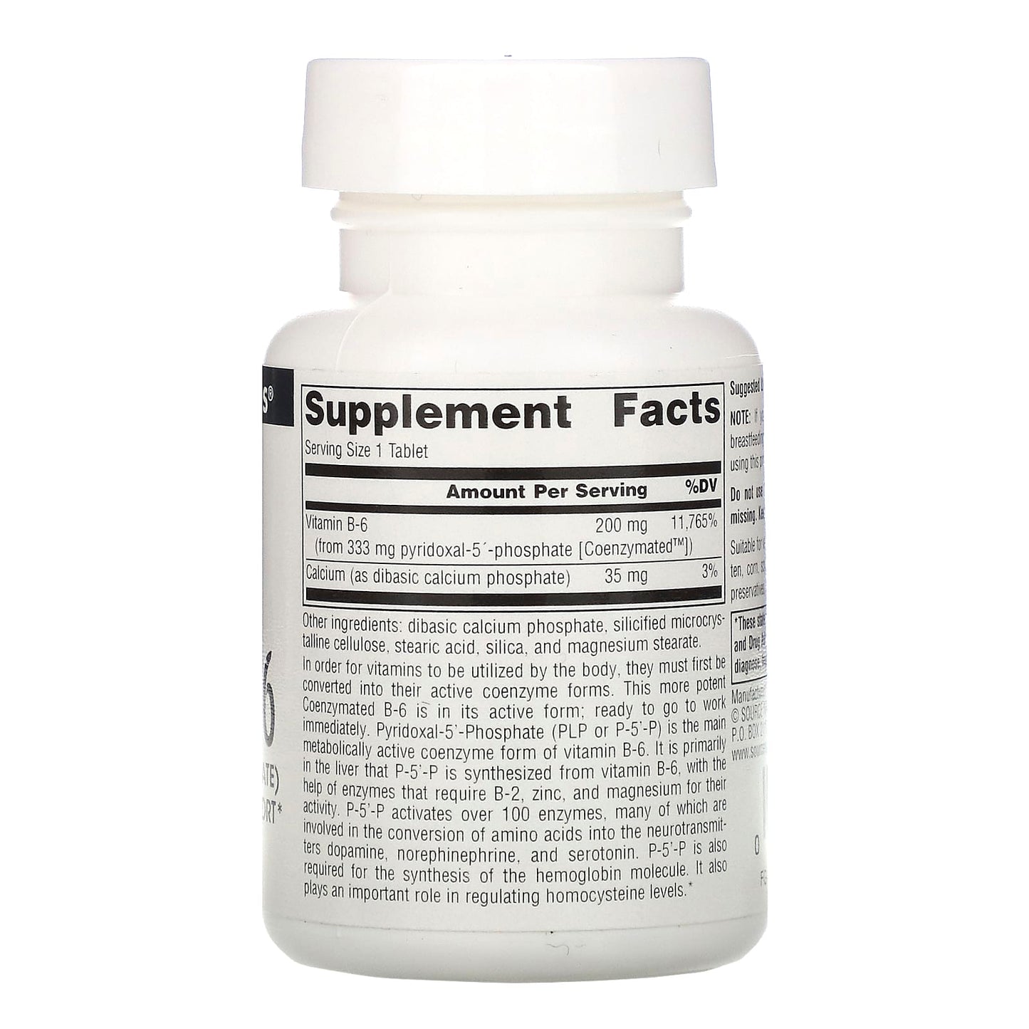 Source Naturals, Coenzymated™ Vitamin B-6 333 mg, 30 Tablets UPC 021078021957 | Hilife Vitamins