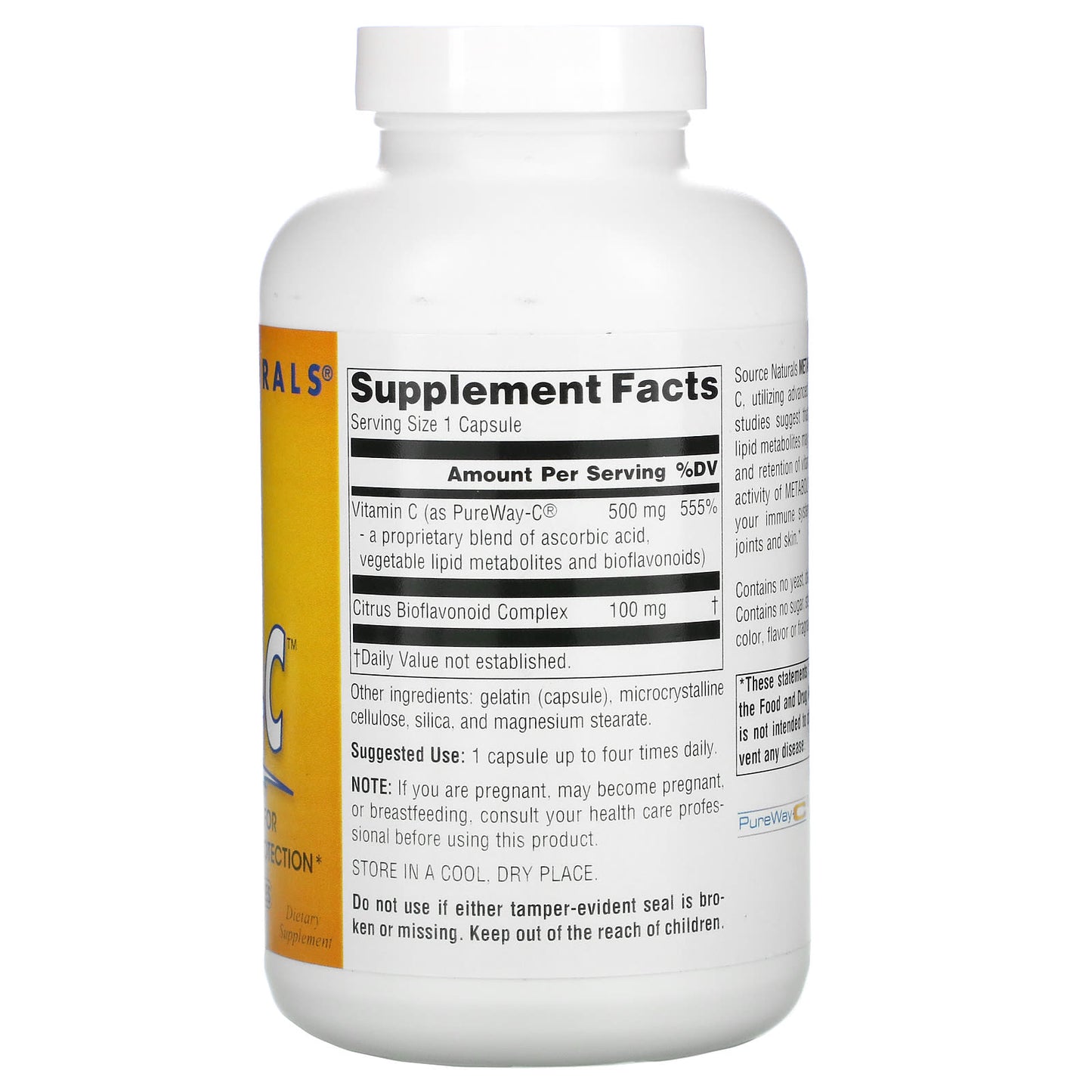 Source Naturals, Metabolic C™ 500 mg, 180 Capsules UPC 021078022039 | Hilife Vitamins