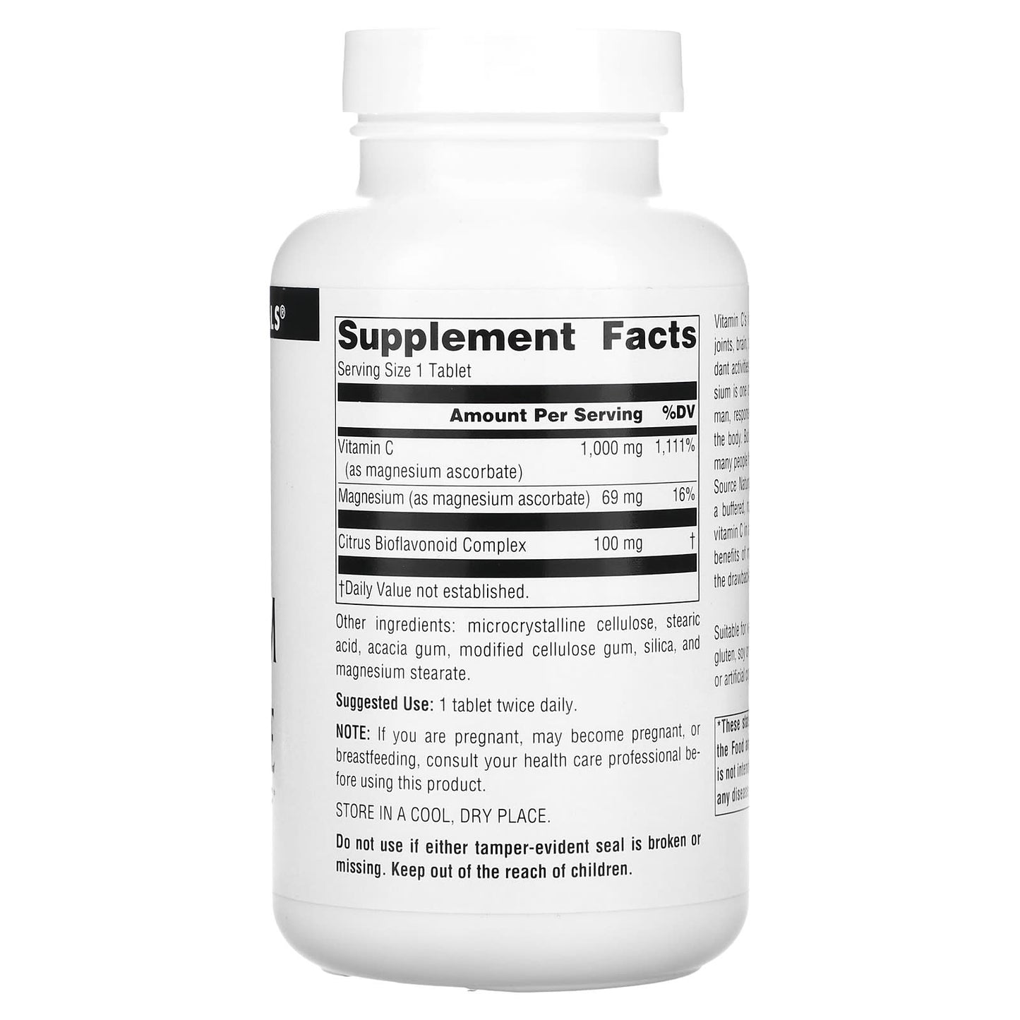 Source Naturals, Magnesium Ascorbate 1000 mg, 120 Tablets UPC 021078023999 | Hilife Vitamins