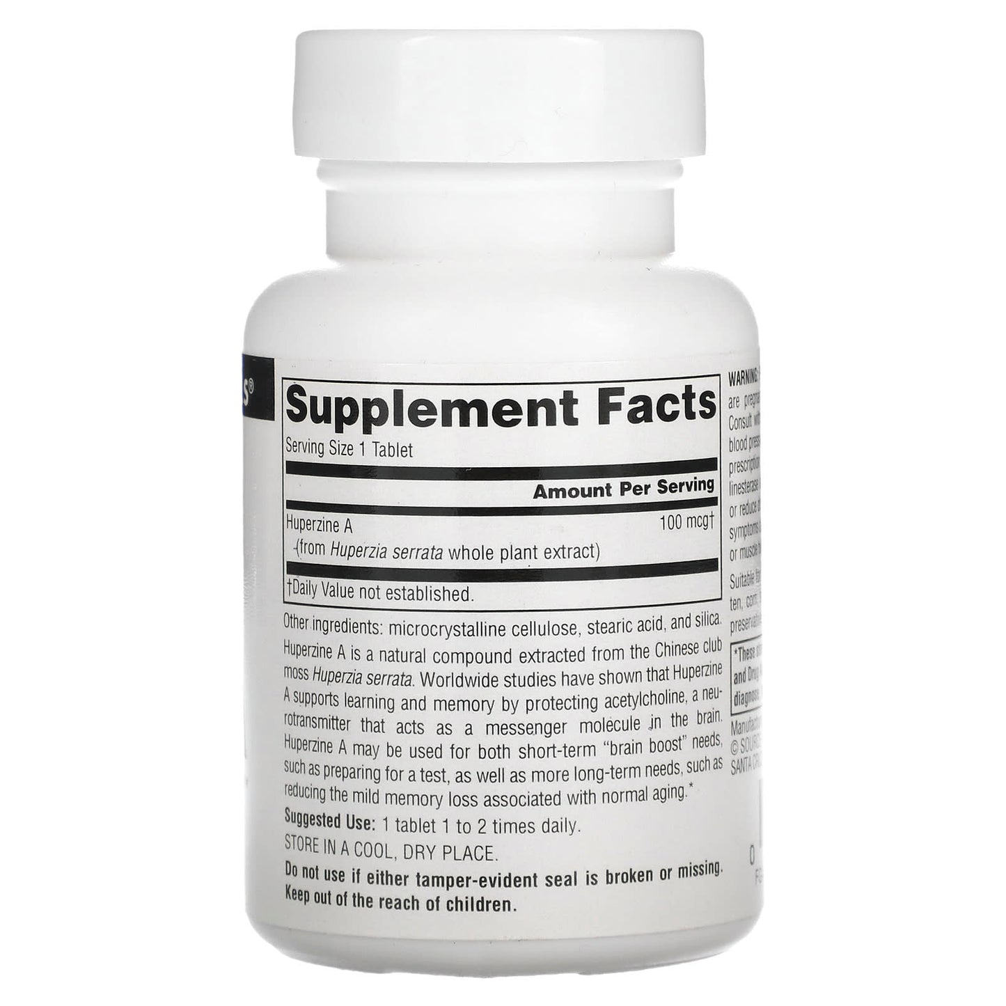 Source Naturals, Huperzine A 100 Mcg, 120 Tablets UPC 021078024101 | Hilife Vitamins