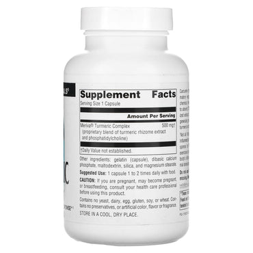 Source Naturals, Turmeric with Meriva® 500 mg, 120 Capsules UPC 021078024248 | Hilife Vitamins