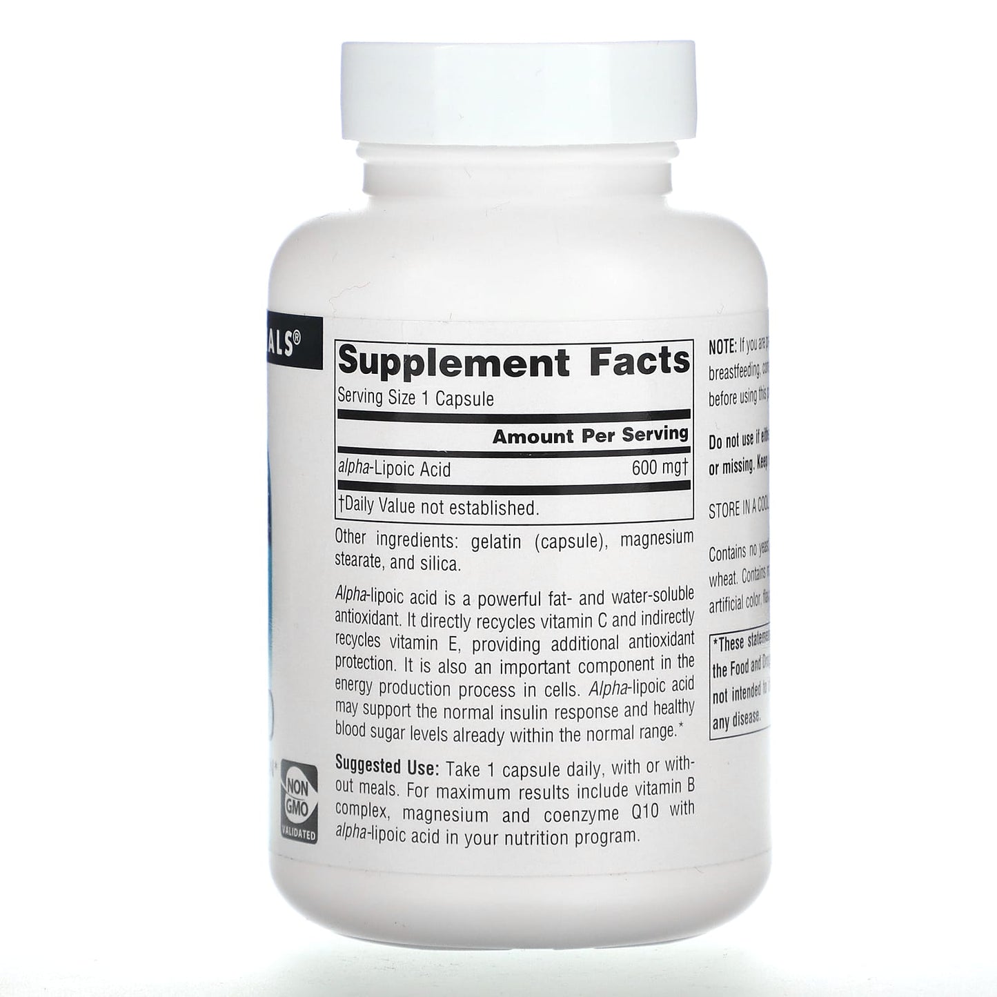 Source Naturals, Alpha Lipoic Acid 600 mg, 60 Capsules UPC 021078024385 | Hilife Vitamins