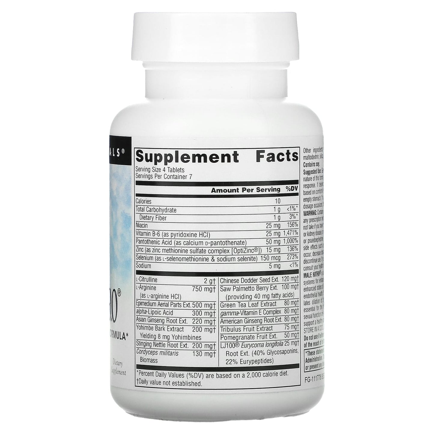 Source Naturals, Male Nitro®, 30 Tablets UPC 021078024750 | Hilife Vitamins