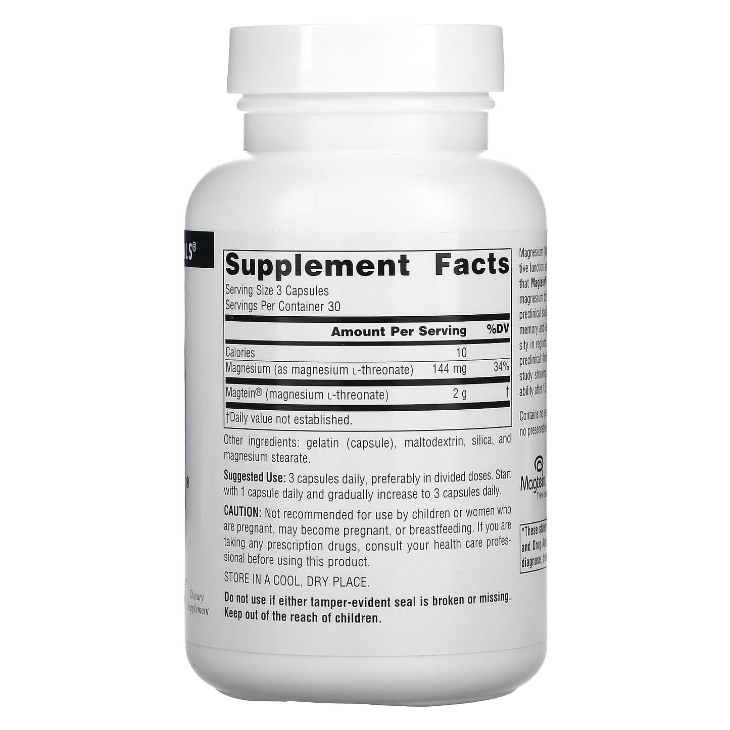 Source Naturals, Magtein®, 90 Capsules UPC 021078024859 | Hilife Vitamins
