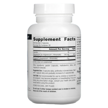 Source Naturals, Magtein®, 90 Capsules UPC 021078024859 | Hilife Vitamins