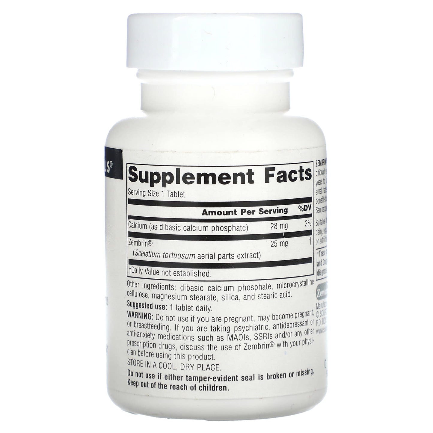 Source Naturals, Zembrin 25 mg, 60 Tablets UPC 021078025245 | Hilife Vitamins