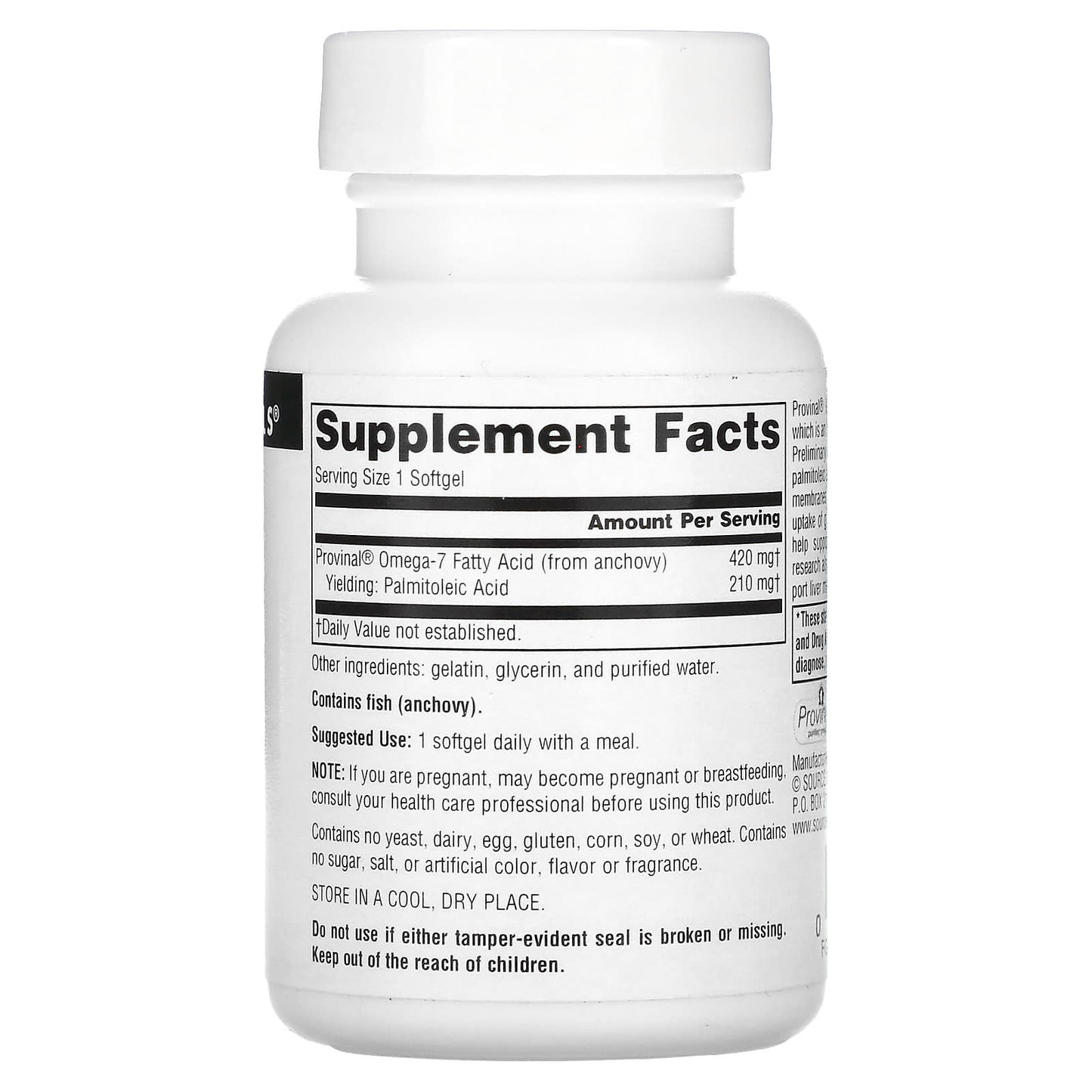 Source Naturals, Provinal® Omega-7, 30 Softgels UPC 021078025504 | Hilife Vitamins
