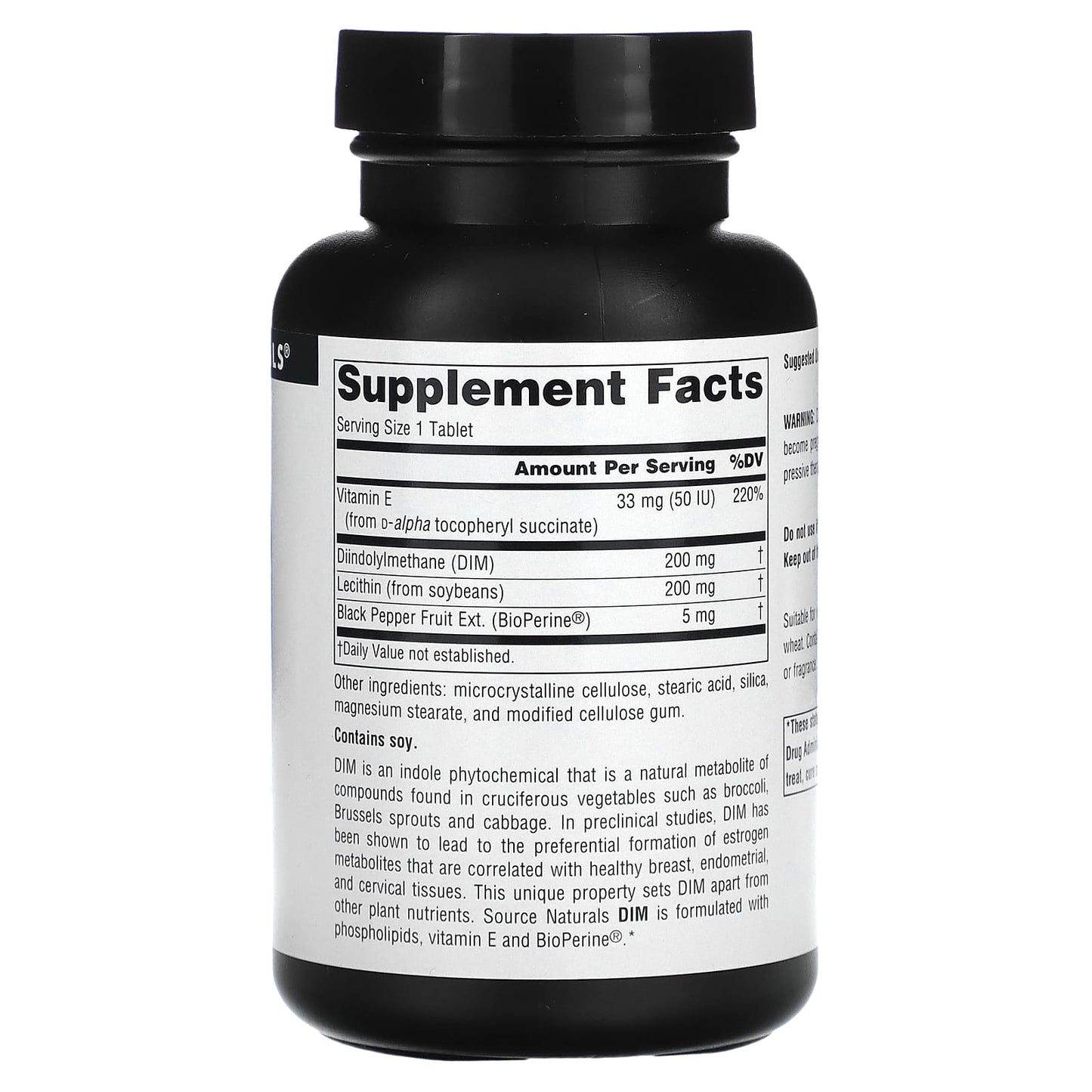 Source Naturals, DIM 200 mg, 60 Tablets UPC 021078025894 | Hilife Vitamins