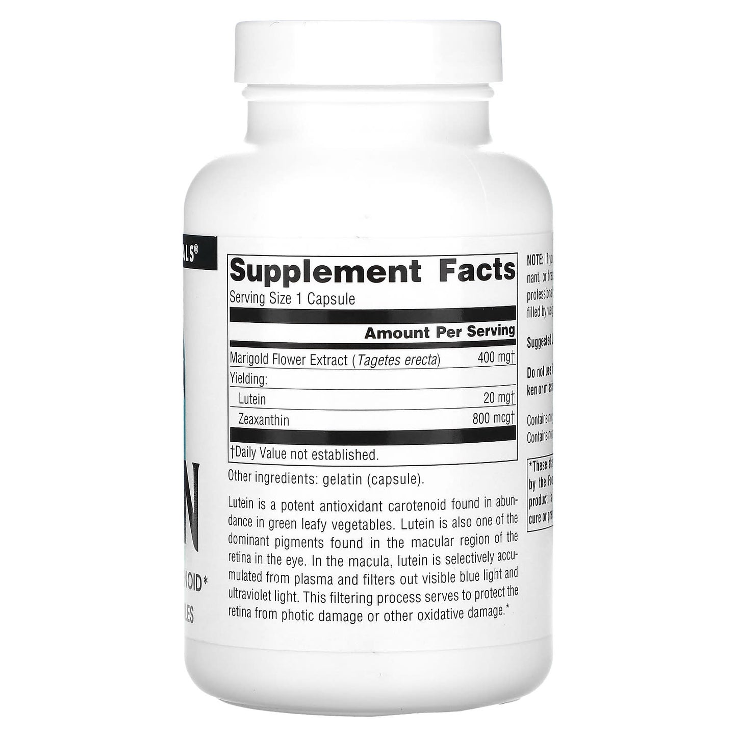 Source Naturals, Lutein 20 mg, 120 Capsules UPC 021078026013 | Hilife Vitamins